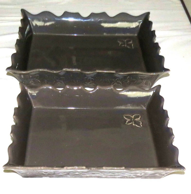 Appolia France - two Rectangular Dark Olive Green Dishes gallery
