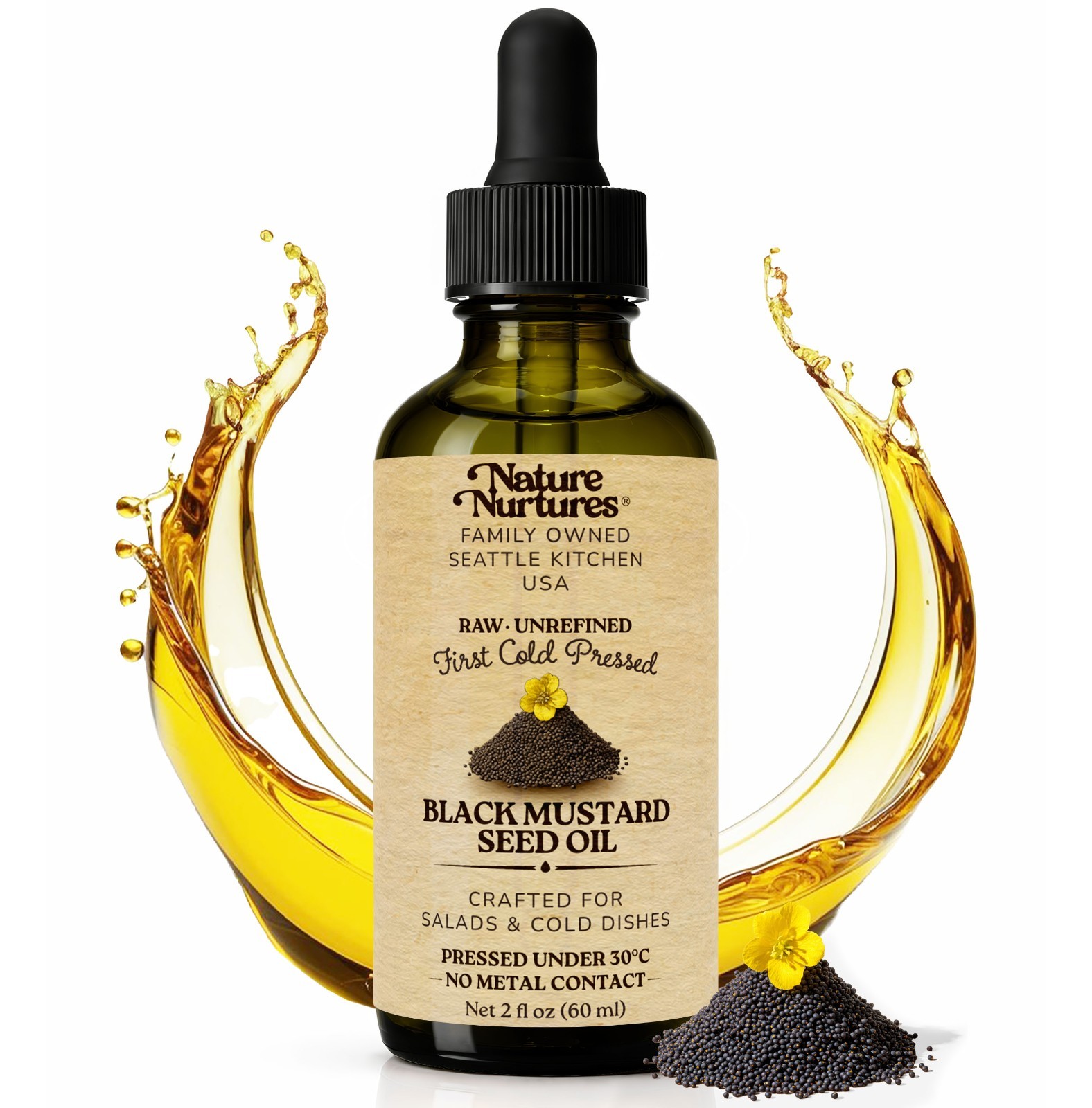 Black Mustard Oil Cooking Raw Unrefined First Cold-Pressed Below 30C Made in USA gallery