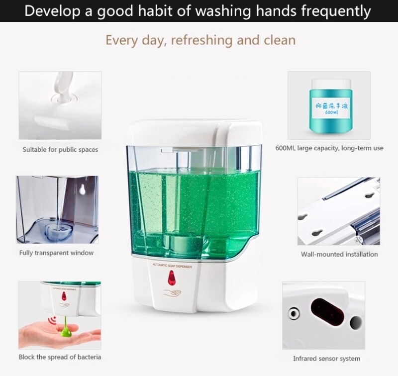 Automatic Soap Dispenser Wall Mounted 700ml Dispenser Touchless Soap Lotion Pump gallery