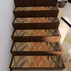 3/7/15 Pack Abstract Wave Pattern Thickened Stair Treads, 8 Inches X 30 Inches