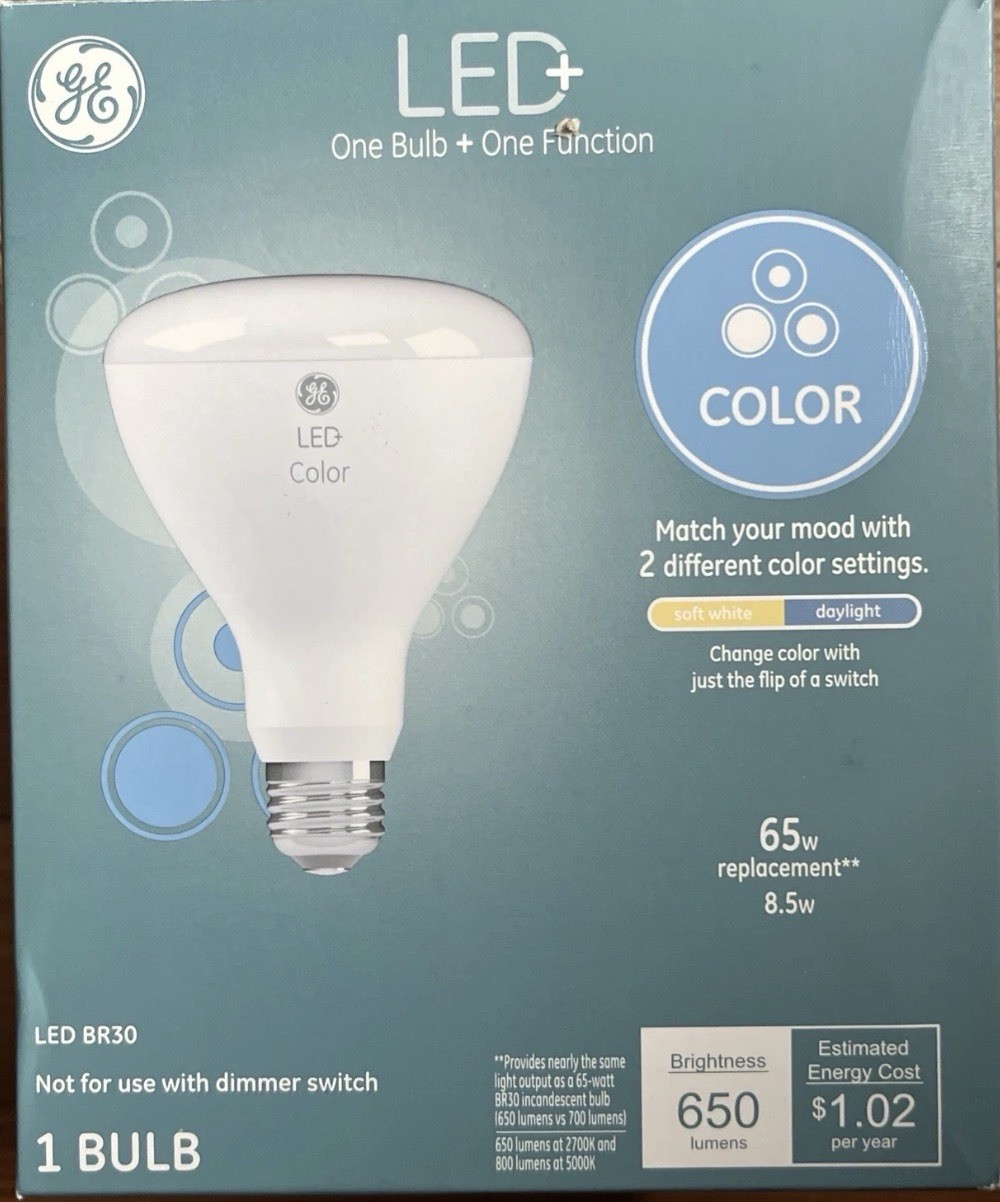 GE LED BR30 Medium / Color Soft White/Daylight 65w Replacement 8.5w 650 Lumens gallery