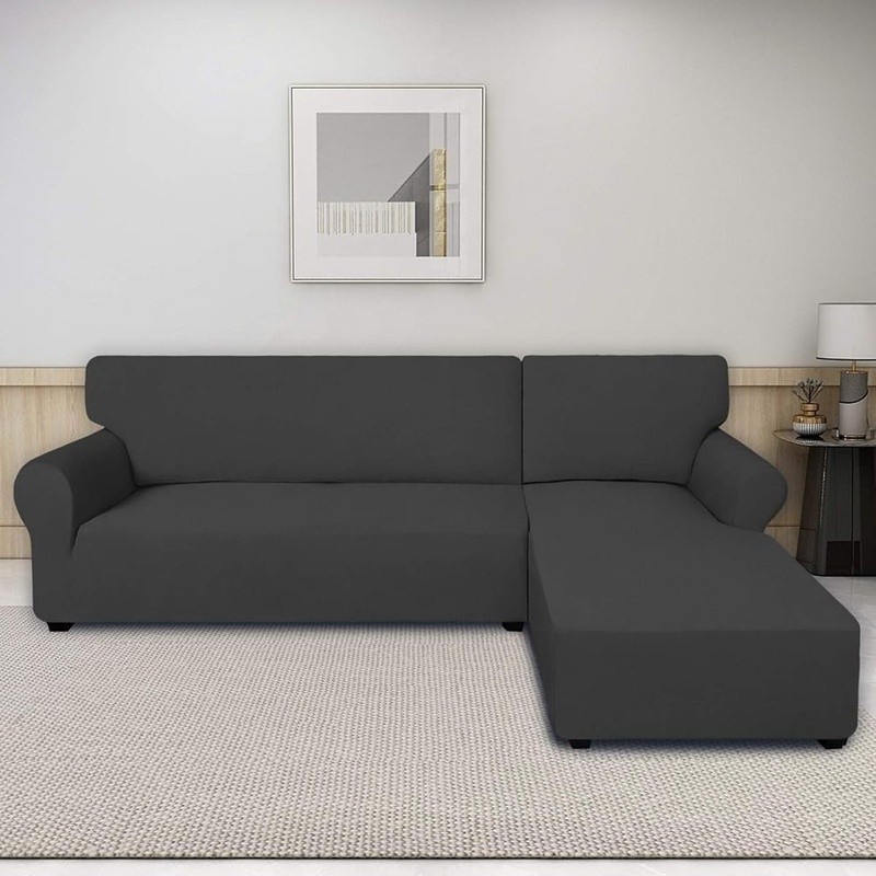 Super Stretch L Shape Sectional Couch Covers Non Slip Elastic Fabric Easy Care gallery