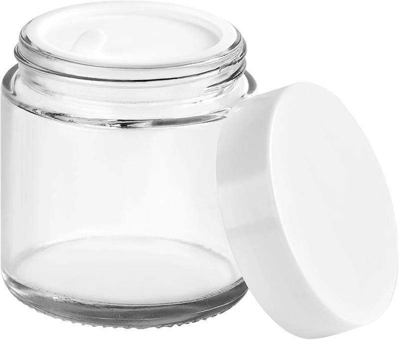 4Oz Small Glass Jars with White Lids, 2 Pack round Clear Glass Jars with Inner L gallery