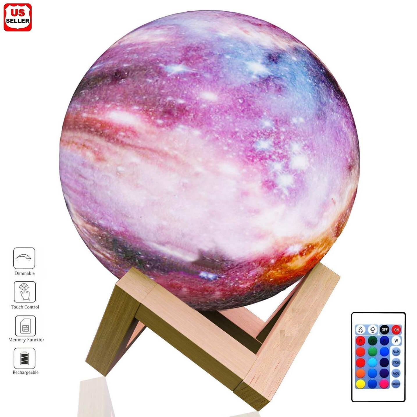 3D Printing Galaxy Lamp Moonlight USB LED Night Lunar Light Touch Color Changing gallery