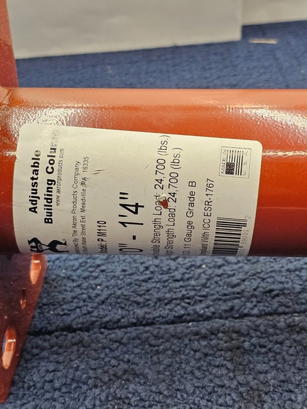 Akron PM110: 12-in Adjustable Jack Post, 3" OD 11 Gauge Grade B - Red gallery