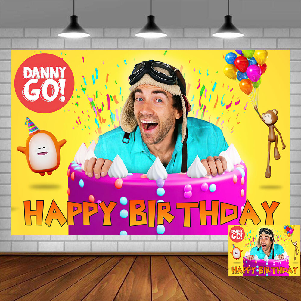 Danny Go Backdrop Kids Birthday Party Decoration Banner Background Vinyl 5x3ft gallery