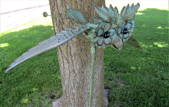 Wing Flapping Kinetic Metal Owl Yard Stake Wind Spinner Whirly-Gig Windmill gallery