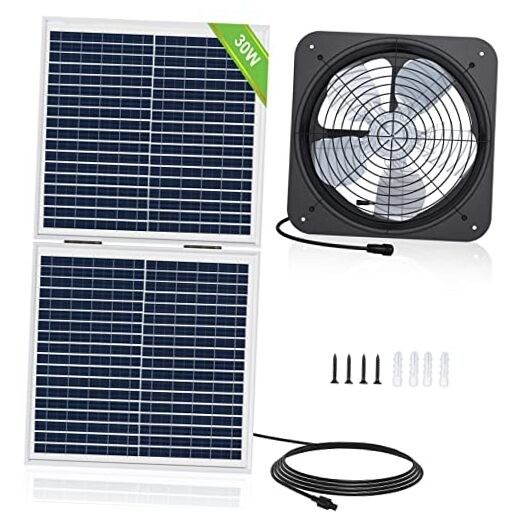 25W Solar Powered Attic Ventilator Gable Roof Vent Fan 25W FAN+30W SOLAR PANEL