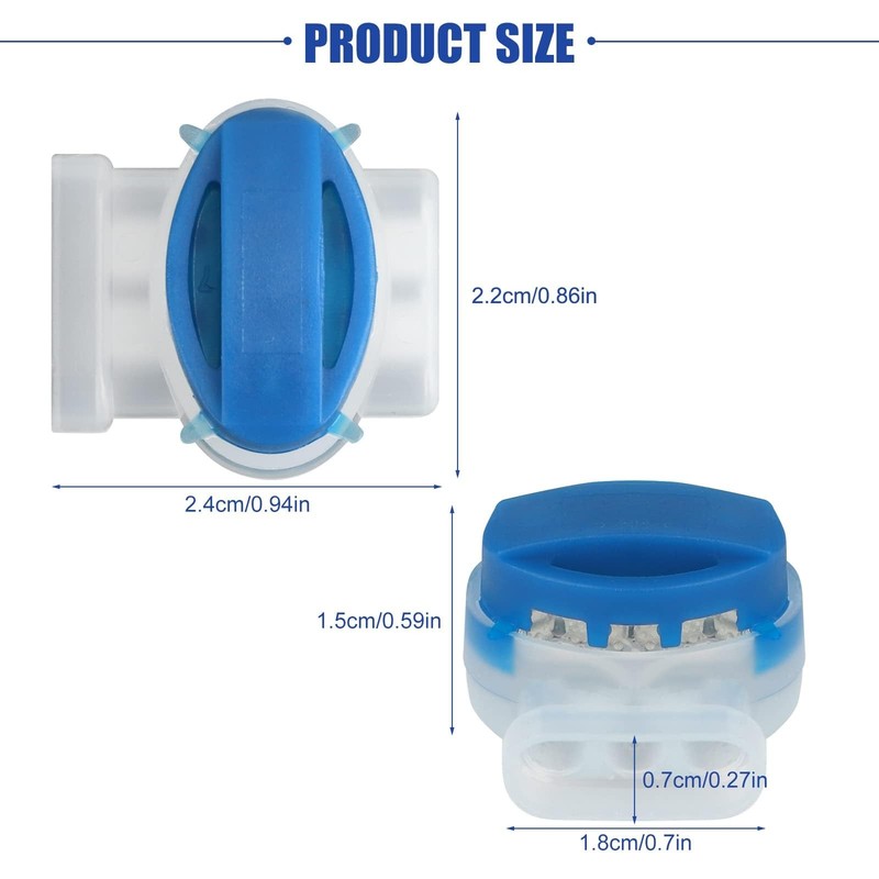 EEEKit Electrical IDC 314-BOX Pigtail 3 Wire Connector, Self-Stripping Blue gallery