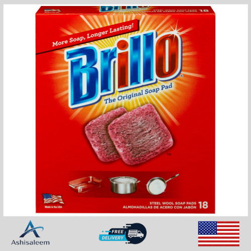 18 PADS - Brillo Steel Wool Scouring Soap Pad Pots Pans Grills Dishes Kitchen gallery