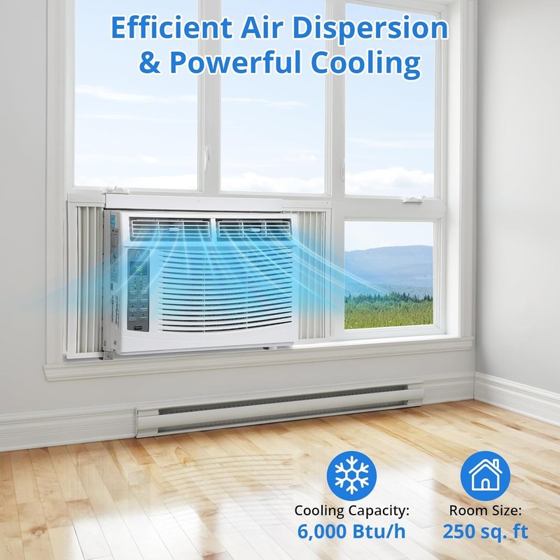 Window AC Unit, Quiet 50dB, Efficient Cooling, Remote Control, No WiFi 6000 BTU gallery