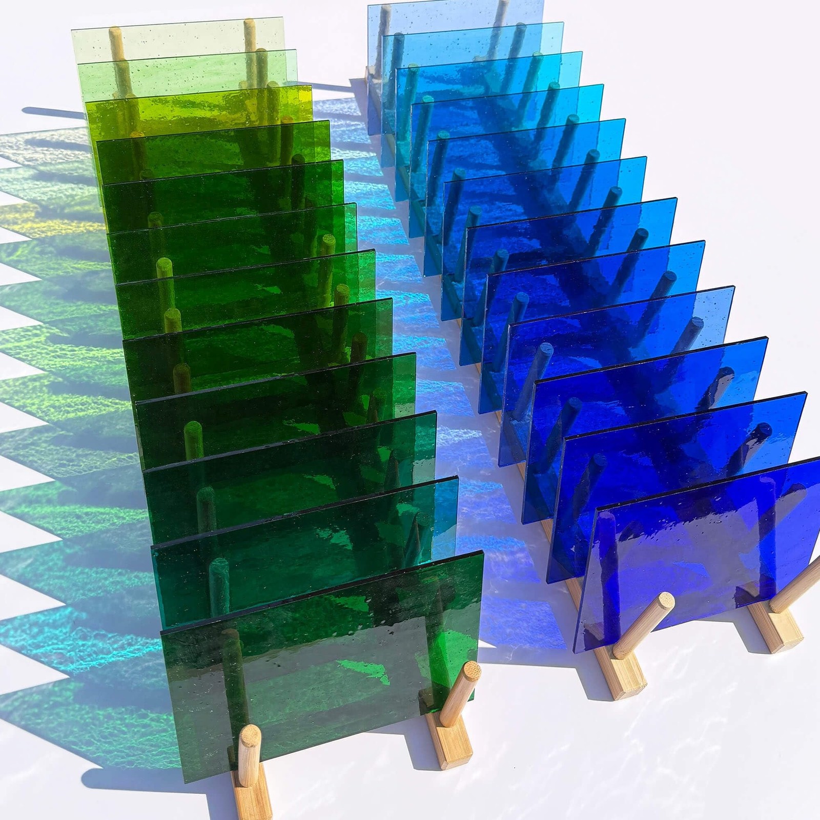 LITMIND 24 Sheets Transparent Stained Glass Sheets – Blue & Green Gradient gallery