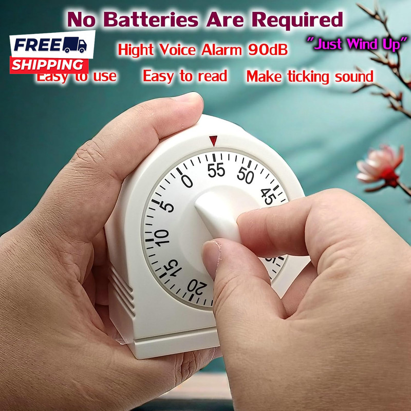 60 Minute Wind up Timer, Visual Mechanical Timer with Loud Alarm, Manual Countdo gallery