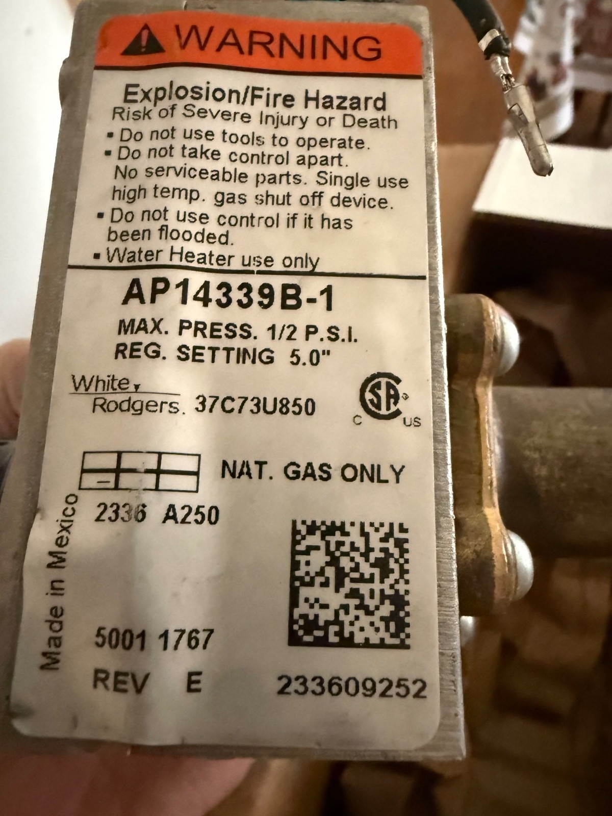Protech SP14339B Gas Control Thermostat for Rheem, open box w free priority ship gallery