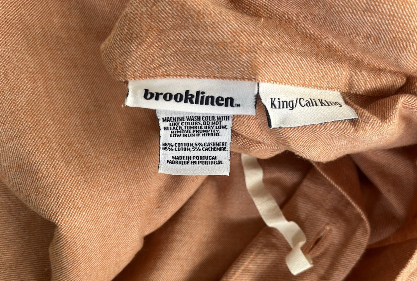 BROOKLINEN peachy orange heathered cotton-cashmere king /CA king duvet cover . gallery