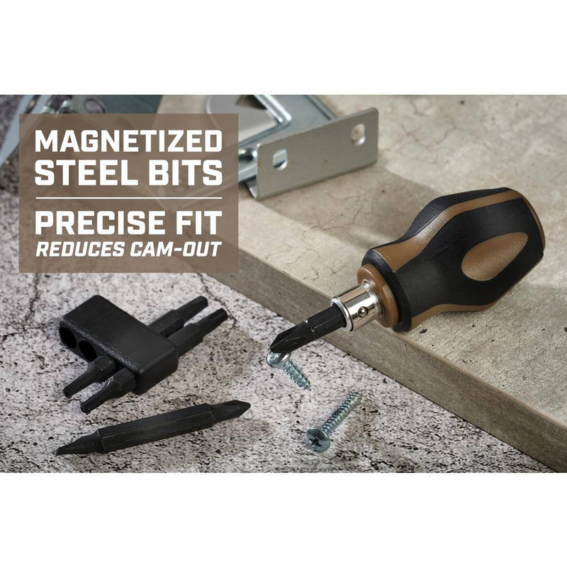 Stubby Screwdriver, 9-In-1, Includes 4 Double-Sided S2 Steel Bits, Magnetic, 3% gallery