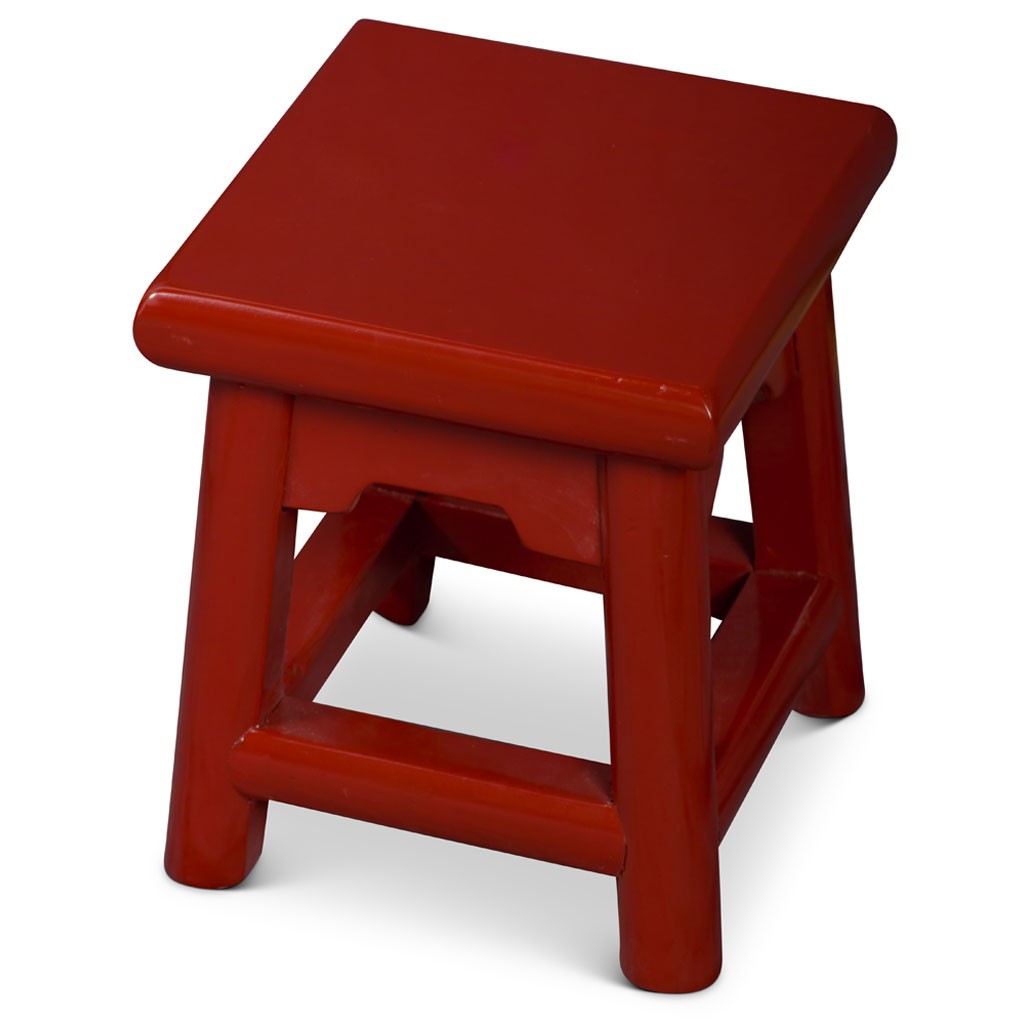 US SELLER - Distressed Red Petite Chinese Village Wooden Bench gallery