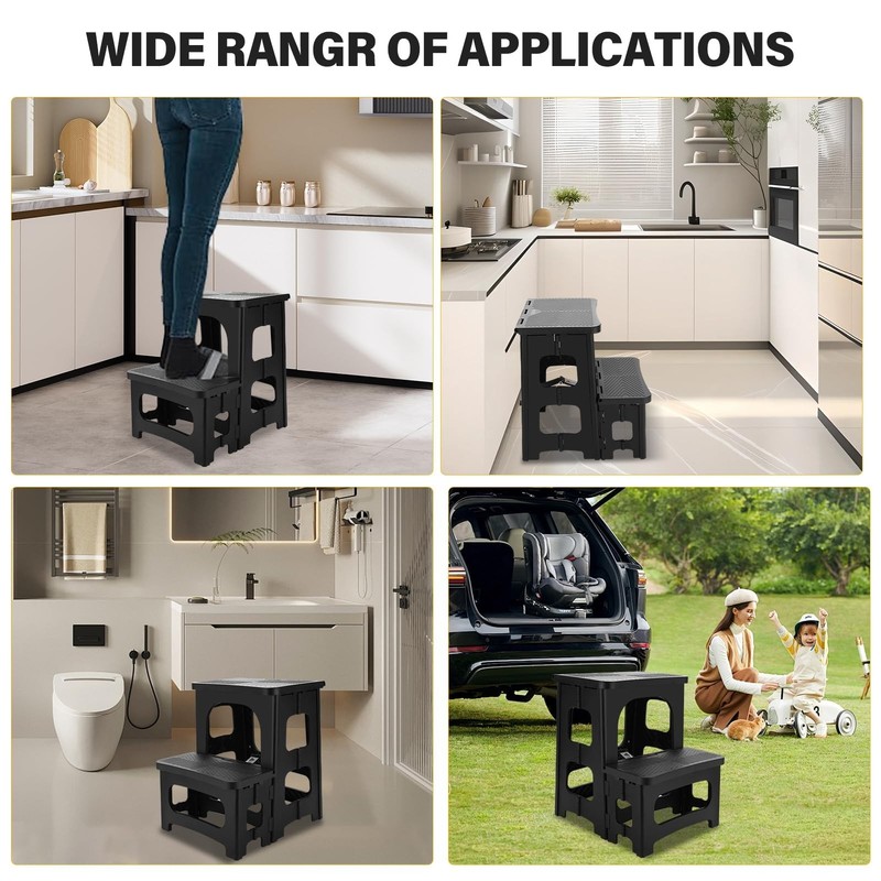 Folding 2-Step Stool Non-Slip Collapsible Portable Footstool Hold up to 300 lbs gallery