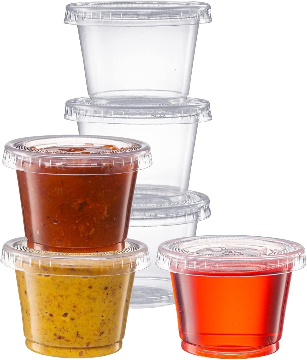 4 oz Plastic Clear Disposable Portion Cups with Lids for Sauce Cup BPA Free gallery