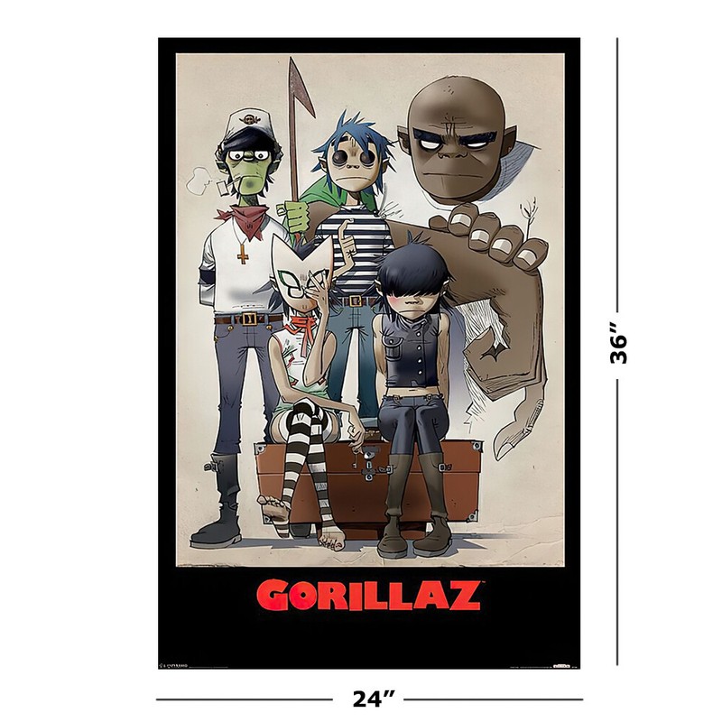 Gorillaz - Music Poster (All Here - The Gang / Comic Characters) (Size 24 X 36") gallery