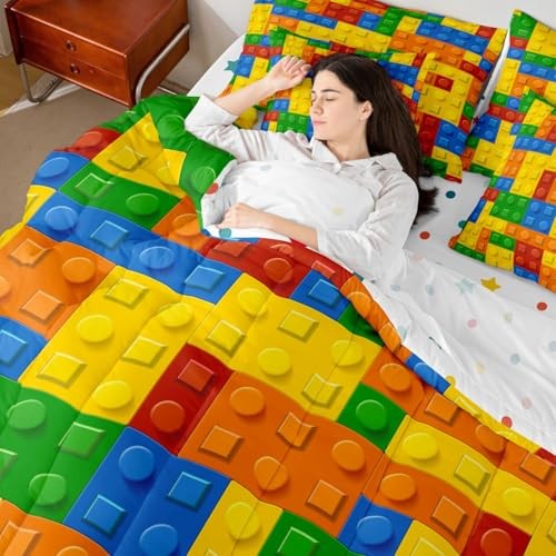 Building Blocks Comforter Set with Sheets Size Full Yellow Green Blue gallery