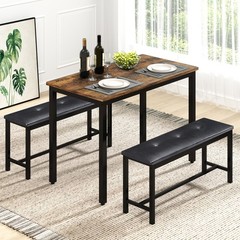 Dining Room Table Bench Set for 4, Modern Space Saving Kitchen Table with wit…