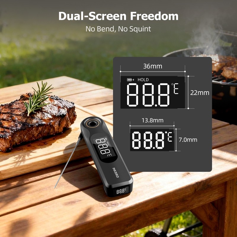 INKBIRD Dual-display Instant Read BBQ Thermometer 1.8mm Ultra Thin Probe Candy gallery
