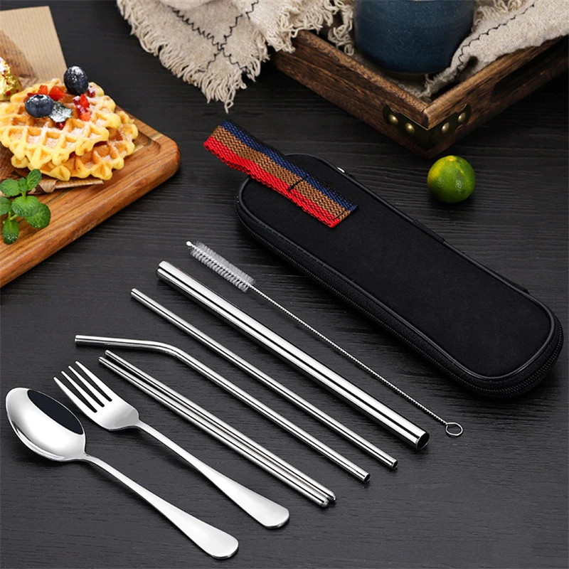 8Pcs/Set Tableware Reusable Travel Dinnerware 9 Color European,American gallery