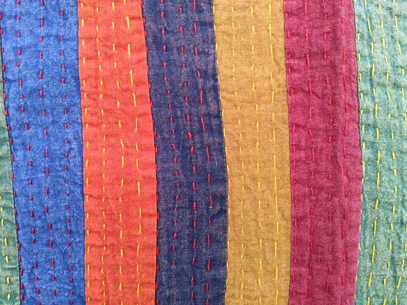Multi-Color Striped Patchwork Cotton Blanket, Bedspread Hippie Vintage Blanket gallery