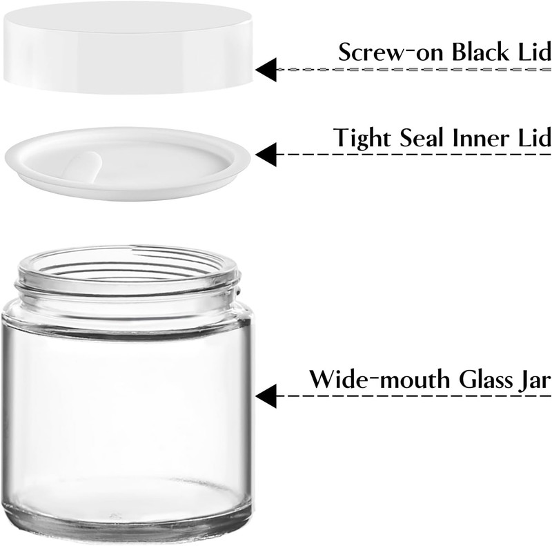 4Oz Small Glass Jars with White Lids, 2 Pack round Clear Glass Jars with Inner L gallery