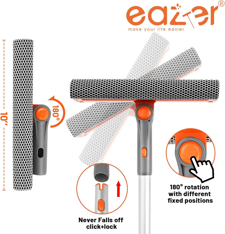46'' Professional Window Cleaner Tool, 2-In-1 Rotatable Squeegee gallery