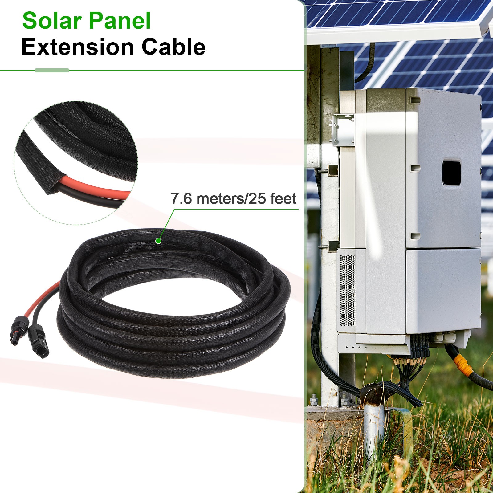 Solar Panel Wire 25ft 10 AWG 6mm2 Solar Cable Tinned Copper Wire Black Red gallery