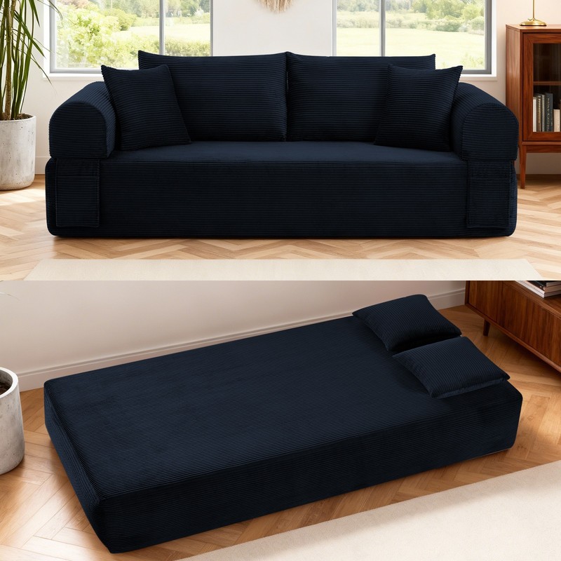 Compression Floor Sofa-Convertible Sofa Bed,Corduroy Boneless Couch with Storage gallery
