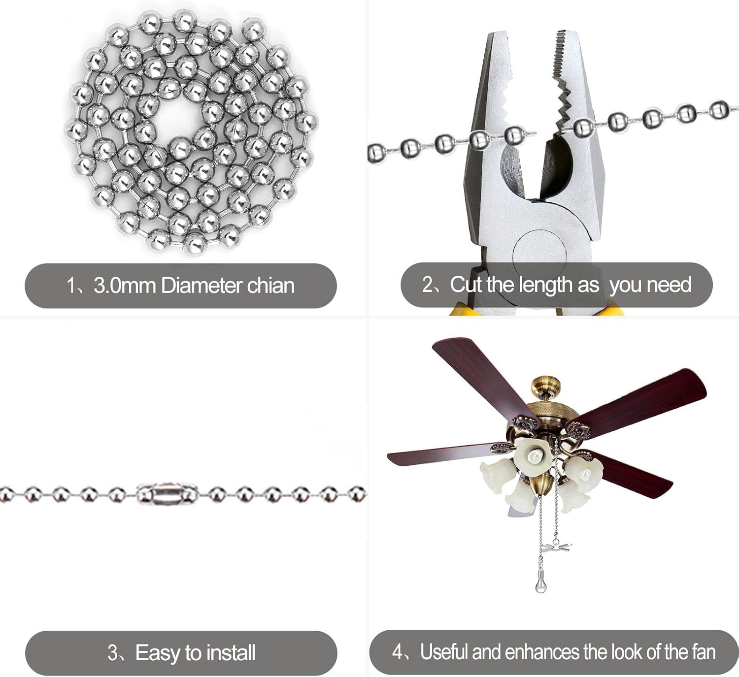 Ceiling Fan Pull Chain Ornaments 13.6 Inches Fan Pulls Extension Chains Set gallery