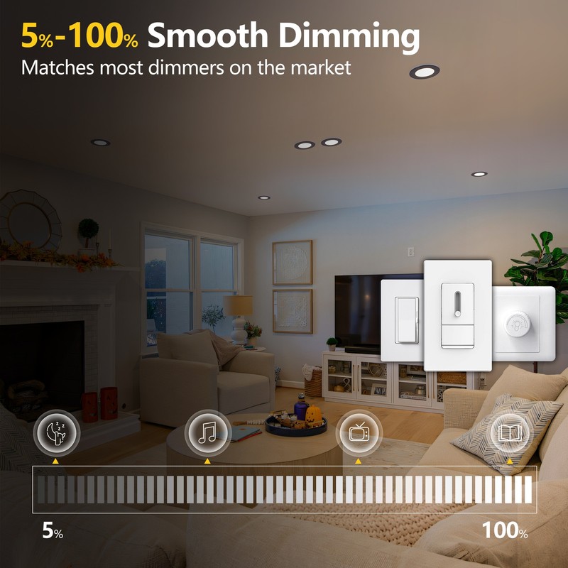 12 Pack 4" LED Recessed Panel Downlight 5CCT Ceiling Light Dimmable Night Light gallery