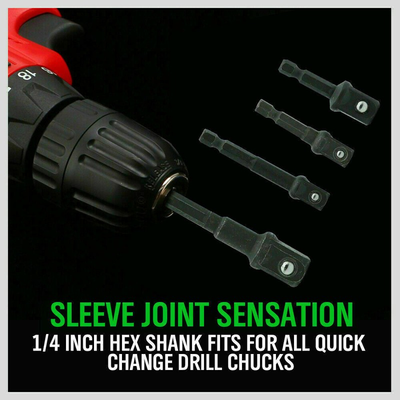 9Pcs Socket Adapter Drill Bits Set Hex Impact Driver Tools 1/4" 3/8" 1/2" Shank gallery