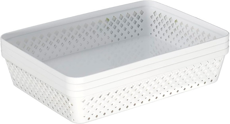 Plastic Storage Basket Set - Multipurpose Drawer Trays, Kitchen Pantry Container gallery