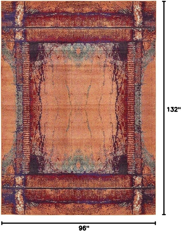 Rustic Modern Abstract Area Rug - Estrella Collection 8' x 11' in Orange/Black gallery