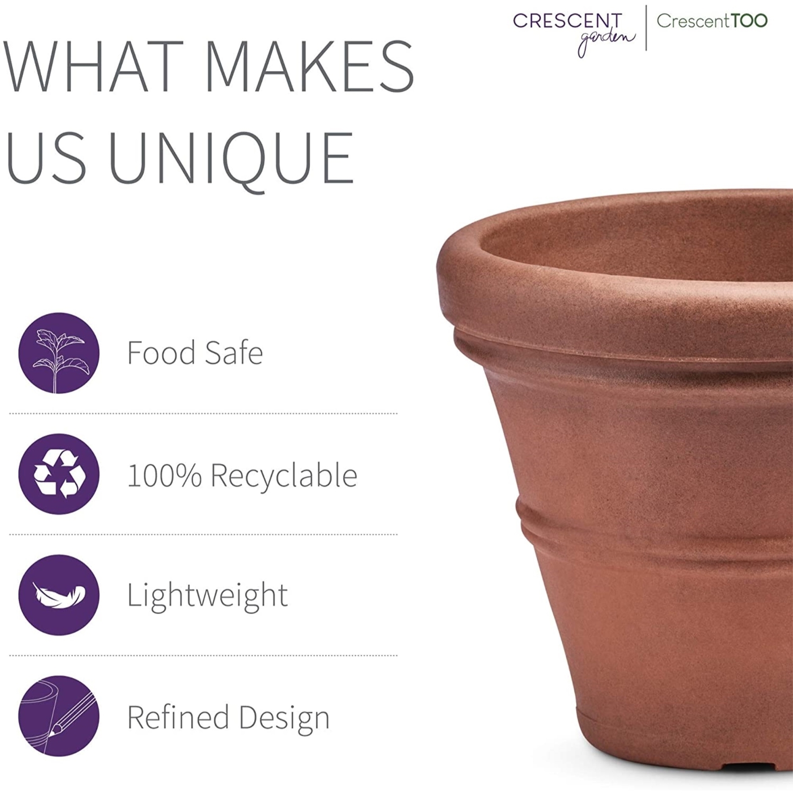 Crescent Garden Classic Rolled-Rim Brunello Planter, Weathered Terracotta, 27in gallery