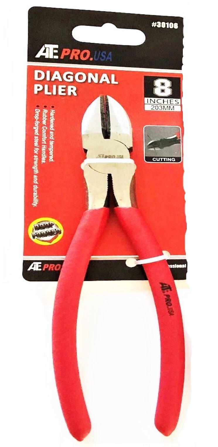 ATE PRO 8" DIAGONAL CUTTERS WIRE CUTTING PLIERS DYKES NOSE 30106 gallery