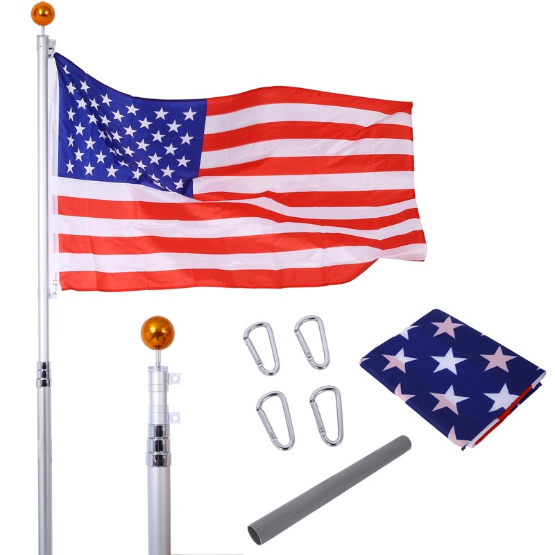 16FT Telescopic Flag Pole Kit Sectional Flag Pole Kit Outdoor Inground Flag Pole gallery