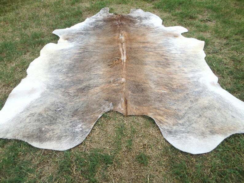 MAKE OFFER !! LARGE BRINDLE GRAY Cowhide Rug natural Cowhides Cow Hide Skin RT gallery