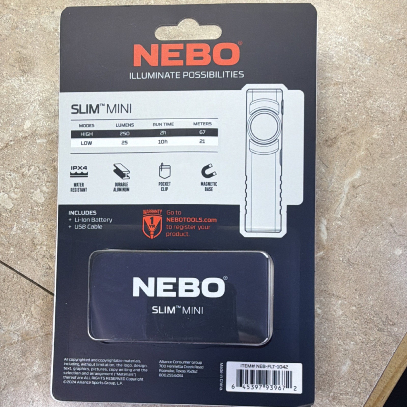 NEBO Slim Mini Rechargeable LED Flashlight 250 Lumens Magnetic Base gallery