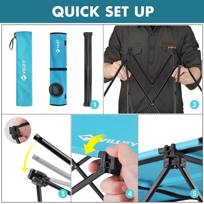 VILLEY 22" Folding Camping Table Portable with Carry Bag Cup Holder Light Weight gallery
