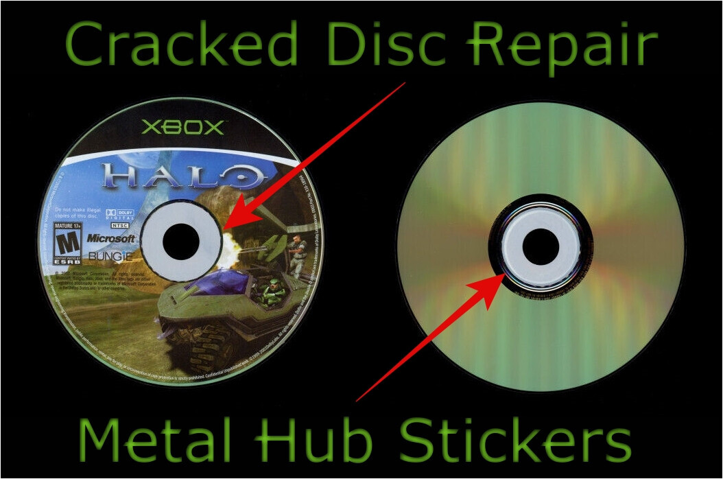 5 Qty. Metal Reinforced CD/DVD Disc Center Hub Protector Stickers for Cracks gallery