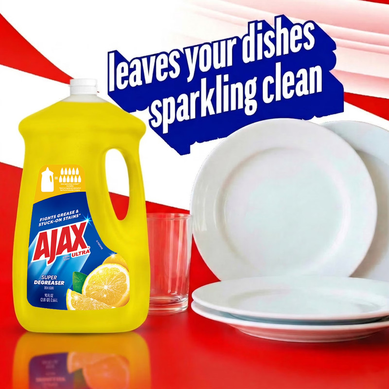 Ajax Ultra Liquid Dish Soap Lemon Scent, Super Degreaser, 90 fl oz Bottle gallery