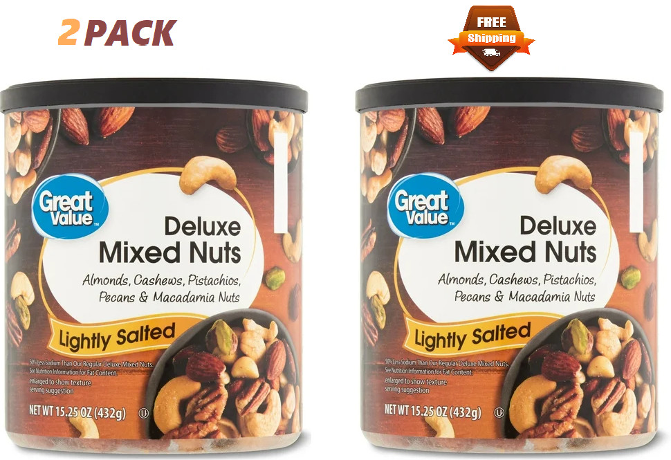Great Value Lightly Salted, Deluxe Mixed Nuts, 15.25 oz 2 PACK gallery