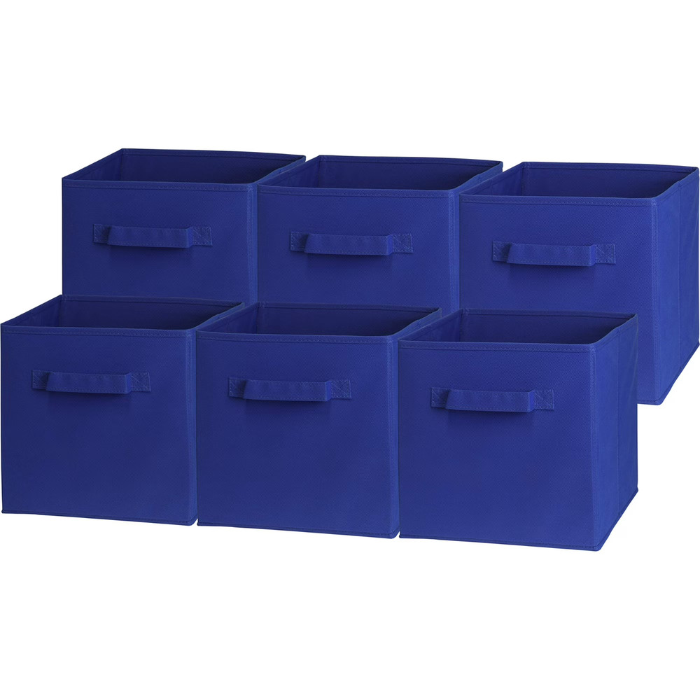 Simple Houseware Foldable Cube Storage Bin, Dark Blue - 6 Pack