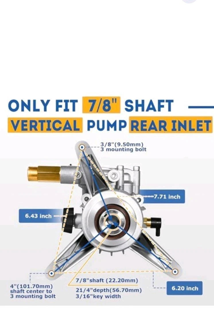 TOOLCY 7/8" Shaft Vertical Pressure Washer Pump - Max 3100 PSI @ 2.5 GPM New/1 gallery