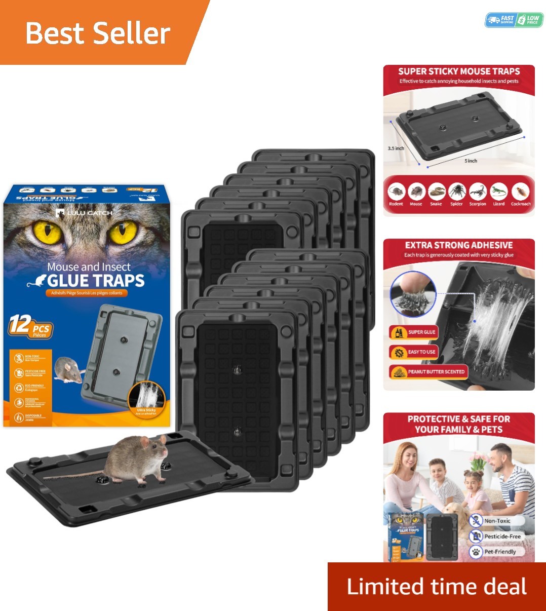 12-Pack Pre-Baited Sticky Mouse Traps - Non-Toxic & Pet Safe Pest Control gallery